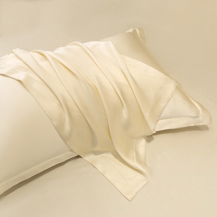 91家纺网 家纺一手货源 找家纺 凯森家纺 2024重磅单面纯真丝枕套桑蚕丝枕芯套单人枕头套 太空白