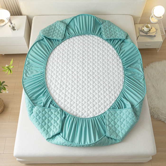 91家纺网 家纺一手货源 找家纺 卡伦 2025新款夹棉床笠烫画系列 皇冠-兰