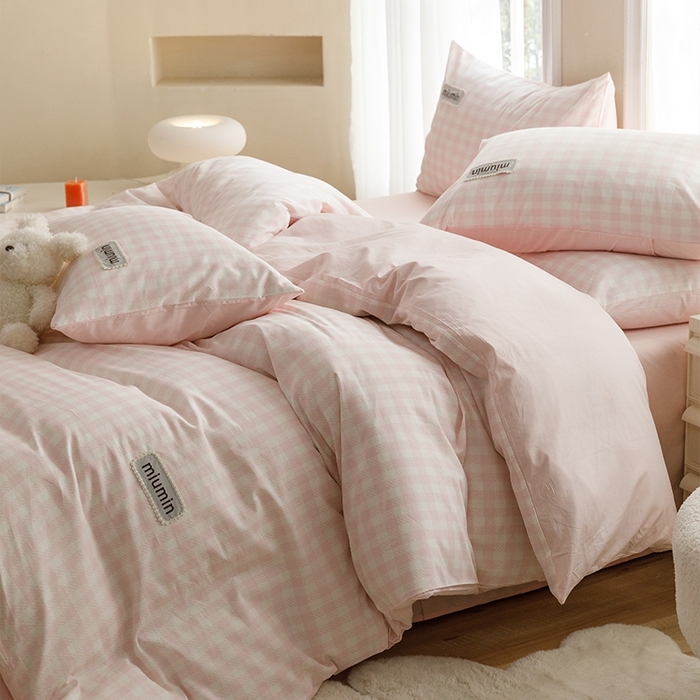 91家纺网 家纺一手货源 找家纺 金奇达家纺 2024新款40支13372全棉高定织麦四件套【活力午后】 格语-粉