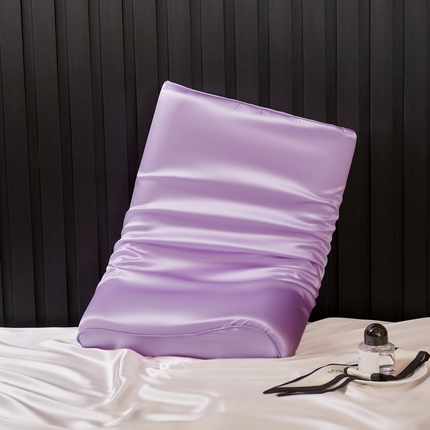 91家纺网 家纺一手货源 找家纺 凯森家纺 2024新款双面纯真丝乳胶枕套记忆枕芯套儿童 薰衣草紫