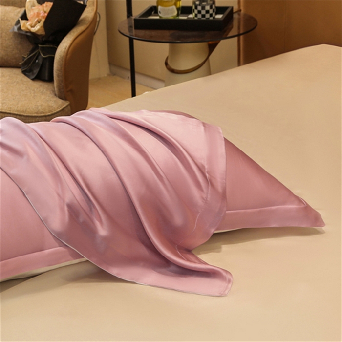 91家纺网 家纺一手货源 找家纺 凯森家纺 2024重磅单面纯真丝枕套桑蚕丝枕芯套单人枕头套 樱花粉