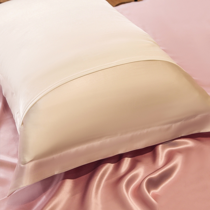 91家纺网 家纺一手货源 找家纺 凯森家纺 2024重磅单面纯真丝枕套桑蚕丝枕芯套单人枕头套 少女粉