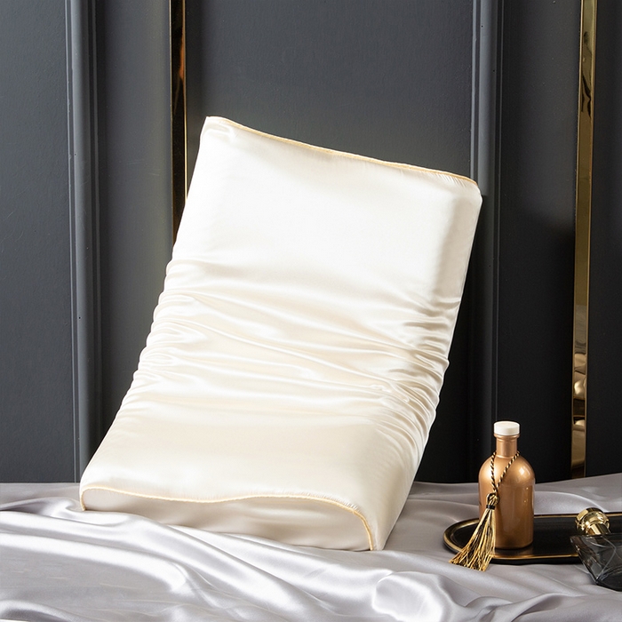 91家纺网 家纺一手货源 找家纺 凯森家纺 2024新款双面纯真丝乳胶枕套记忆枕芯套儿童 太空白