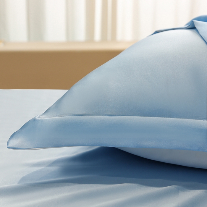 91家纺网 家纺一手货源 找家纺 凯森家纺 2024重磅单面纯真丝枕套桑蚕丝枕芯套单人枕头套 雾霾蓝