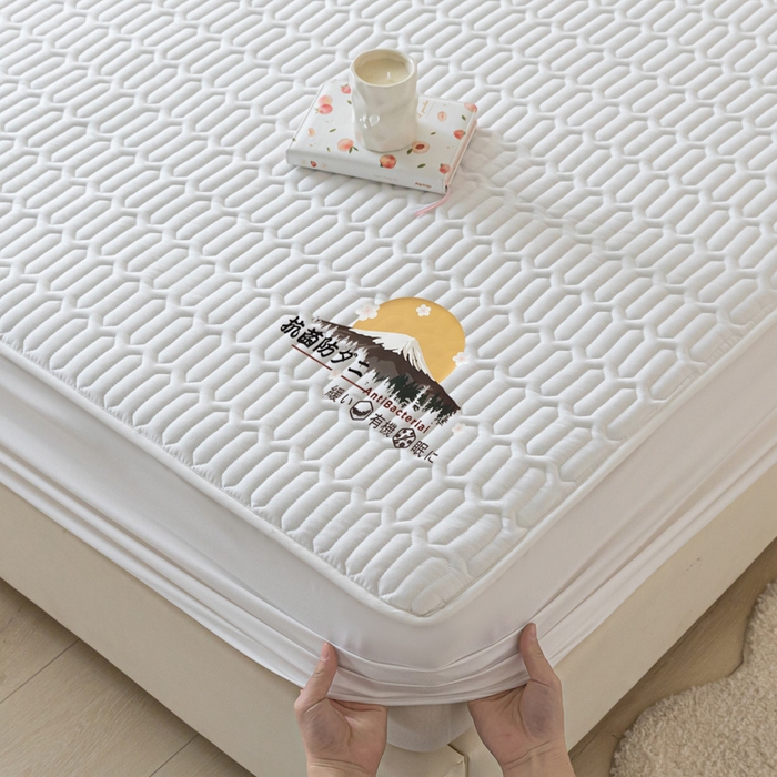 91家纺网 家纺一手货源 找家纺 卡伦 2025新款夹棉床笠烫画系列 日出-白