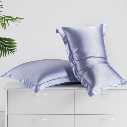 凯森家纺 2024夏季冰丝枕套天丝枕芯套可水洗高仿真丝枕头套蚕丝枕巾 压线款-雪青