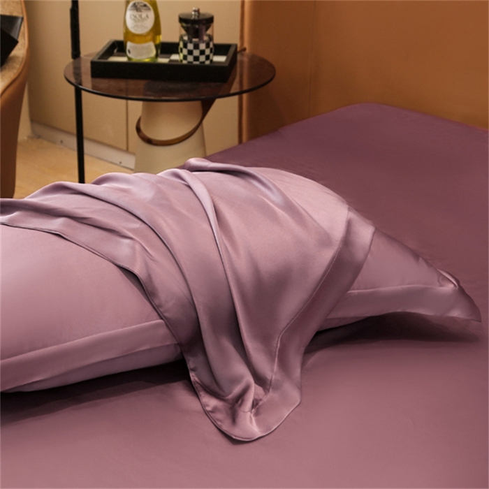 91家纺网 家纺一手货源 找家纺 凯森家纺 2024重磅单面纯真丝枕套桑蚕丝枕芯套单人枕头套 豆沙紫