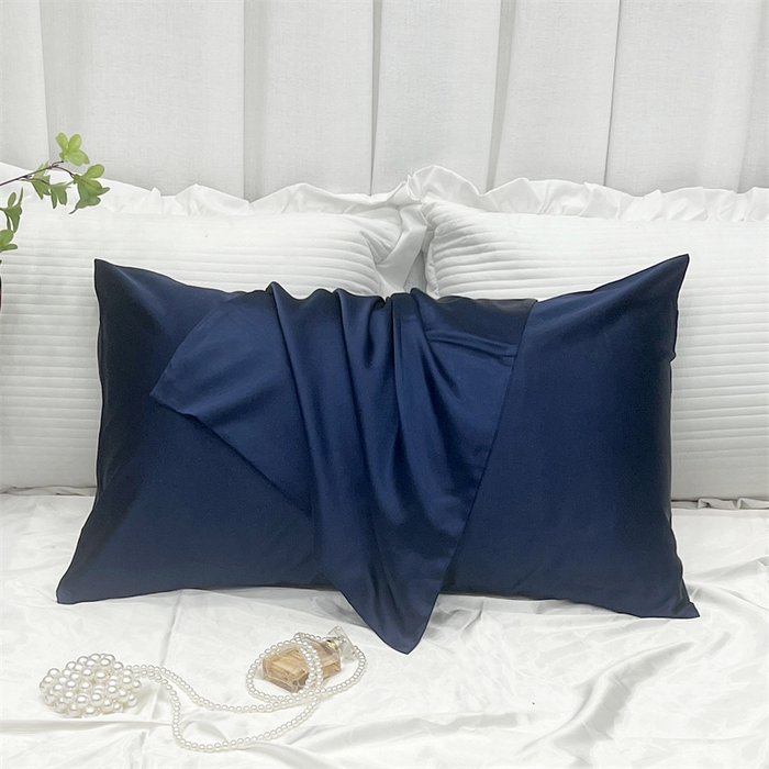 91家纺网 家纺一手货源 找家纺 凯森家纺 2024新款冰丝枕套高仿真丝枕头套夏季天丝枕芯套-口袋款 口袋藏蓝