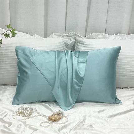 凯森家纺 2024新款冰丝枕套高仿真丝枕头套夏季天丝枕芯套-口袋款 口袋水蓝