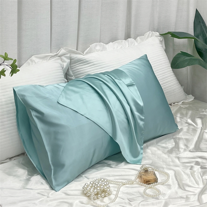 91家纺网 家纺一手货源 找家纺 凯森家纺 2024新款冰丝枕套高仿真丝枕头套夏季天丝枕芯套-口袋款 口袋水蓝