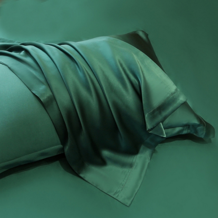 91家纺网 家纺一手货源 找家纺 凯森家纺 2024重磅单面纯真丝枕套桑蚕丝枕芯套单人枕头套 孔雀绿