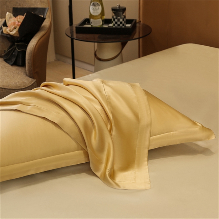 91家纺网 家纺一手货源 找家纺 凯森家纺 2024重磅单面纯真丝枕套桑蚕丝枕芯套单人枕头套 麦穗金