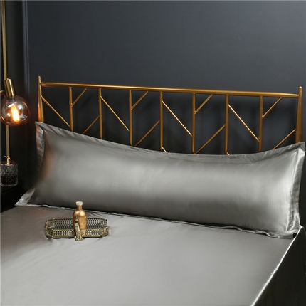 凯森家纺 2024夏季水洗真丝双面情侣枕套冰丝丝绸天丝枕芯套加长枕芯套 银灰