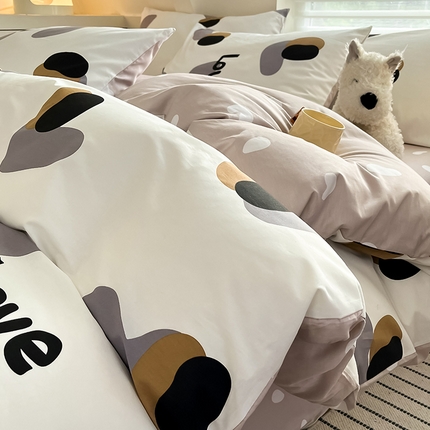 91家纺网 家纺一手货源 找家纺 瑞莱 2024春季全棉纯棉13372印花四件套-北欧系列 点点爱意