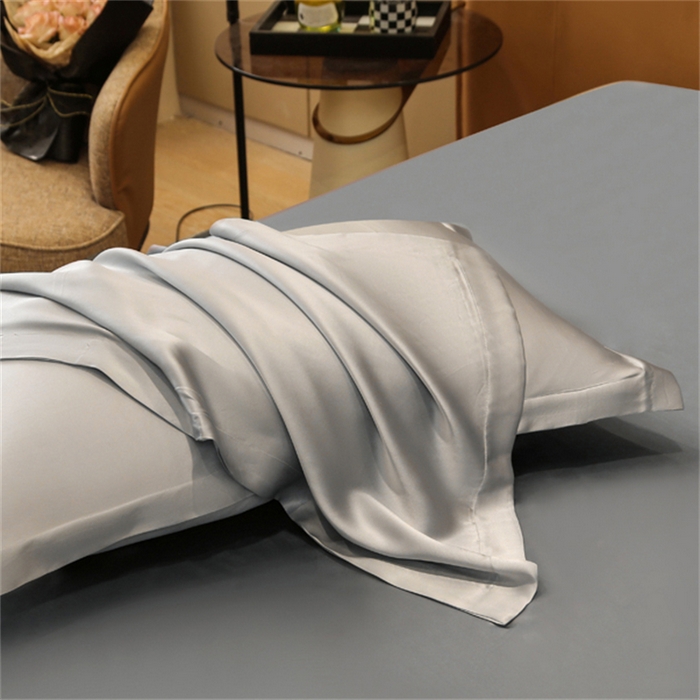 91家纺网 家纺一手货源 找家纺 凯森家纺 2024新款双面真丝宽边款枕头套枕芯套 双面-鸽子灰