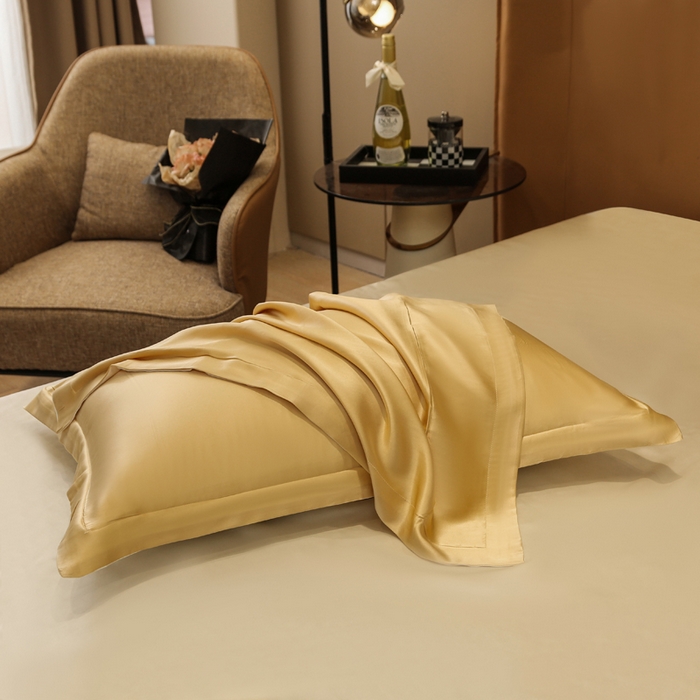 91家纺网 家纺一手货源 找家纺 凯森家纺 2024重磅单面纯真丝枕套桑蚕丝枕芯套单人枕头套 麦穗金
