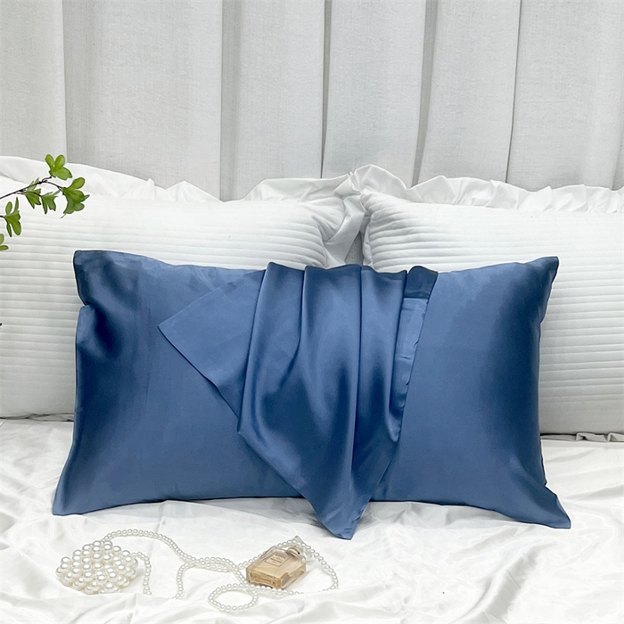 91家纺网 家纺一手货源 找家纺 凯森家纺 2024新款冰丝枕套高仿真丝枕头套夏季天丝枕芯套-口袋款 口袋湛蓝