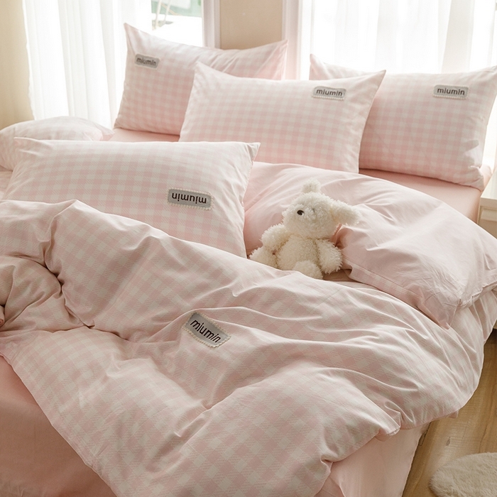 91家纺网 家纺一手货源 找家纺 金奇达家纺 2024新款40支13372全棉高定织麦四件套【活力午后】 格语-粉