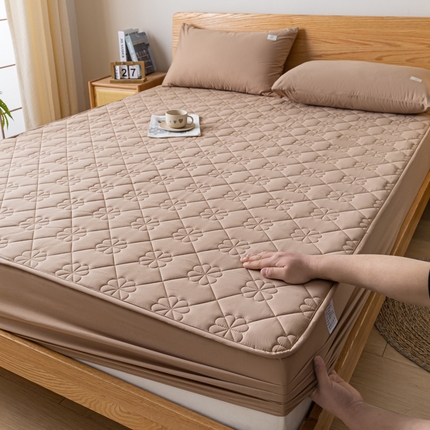 ab家纺 2024新款40支全棉纯色夹棉床笠 卡其