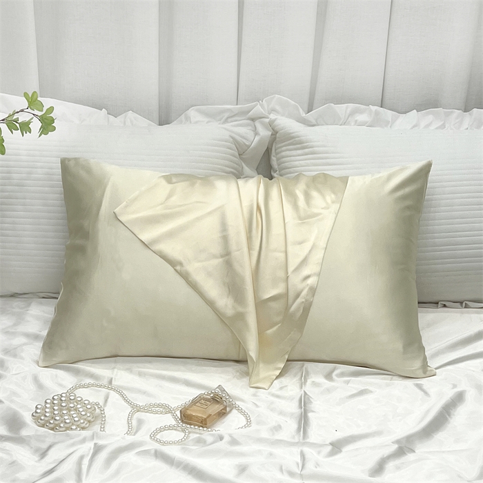 91家纺网 家纺一手货源 找家纺 凯森家纺 2024新款冰丝枕套高仿真丝枕头套夏季天丝枕芯套-口袋款 口袋米黄