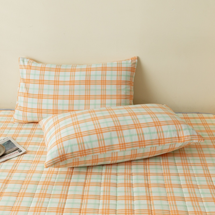 91家纺网 家纺一手货源 找家纺 ab家纺 2024新款色织全棉夹棉床笠 梵希-桔