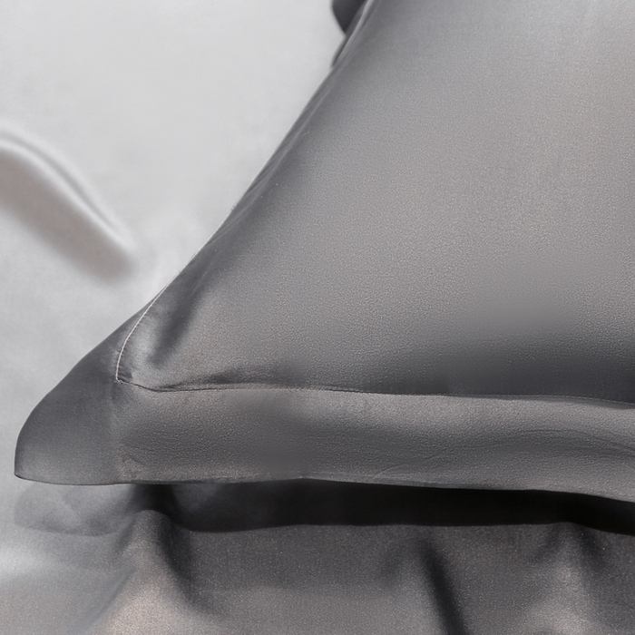 91家纺网 家纺一手货源 找家纺 凯森家纺 2024新款双面真丝宽边款枕头套枕芯套 双面金属灰