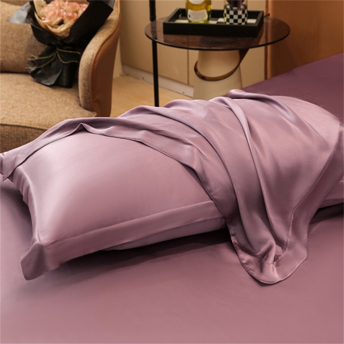 91家纺网 家纺一手货源 找家纺 凯森家纺 2024重磅单面纯真丝枕套桑蚕丝枕芯套单人枕头套 豆沙紫