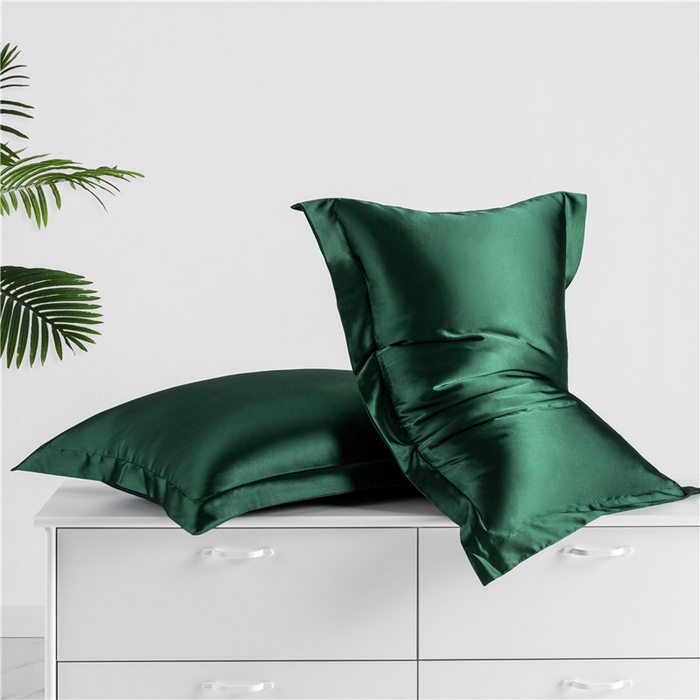 91家纺网 家纺一手货源 找家纺 凯森家纺 2024夏季冰丝枕套天丝枕芯套可水洗高仿真丝枕头套蚕丝枕巾 压线款-军绿