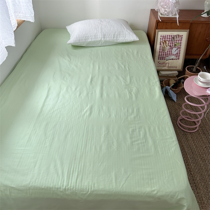 91家纺网 家纺一手货源 找家纺 恋恋三季 2024新款全棉单品床笠床单 全棉斜纹-浅绿