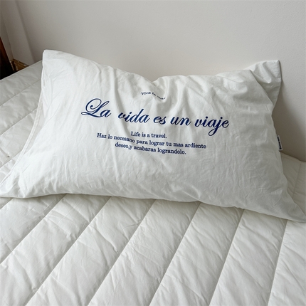 91家纺网 家纺一手货源 找家纺 （总）恋恋三季 2024新款色织水洗棉ins博主款四件套-北海道蓝条 单枕套