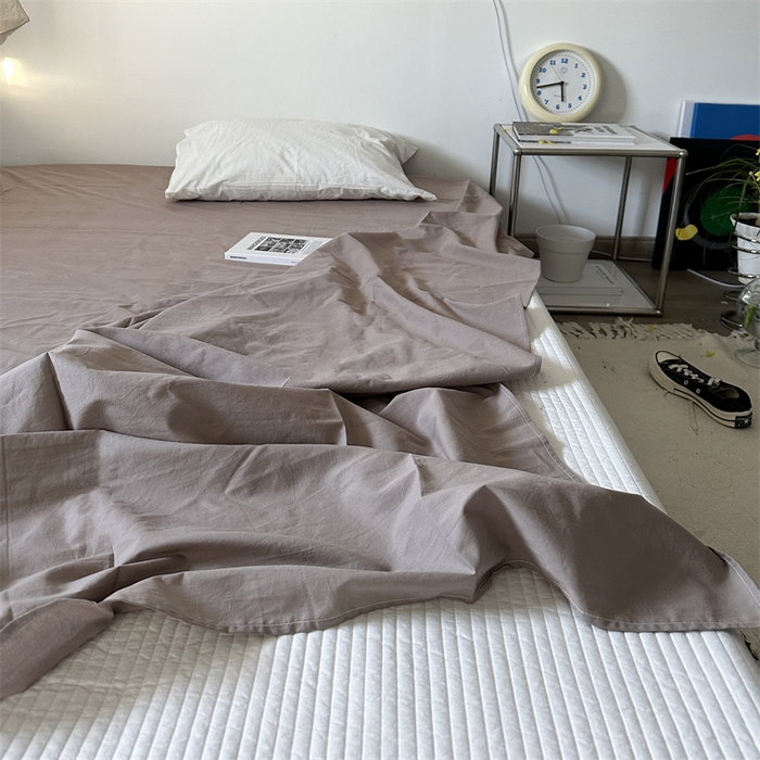 91家纺网 家纺一手货源 找家纺 恋恋三季 2024新款全棉单品床笠床单 全棉斜纹-藕紫灰