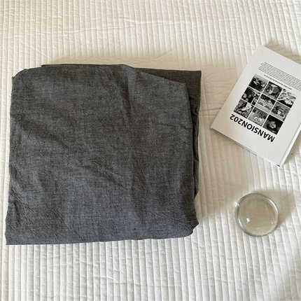 91家纺网 家纺一手货源 找家纺 恋恋三季 2024新款全棉单品床笠床单 色织水洗棉-深灰