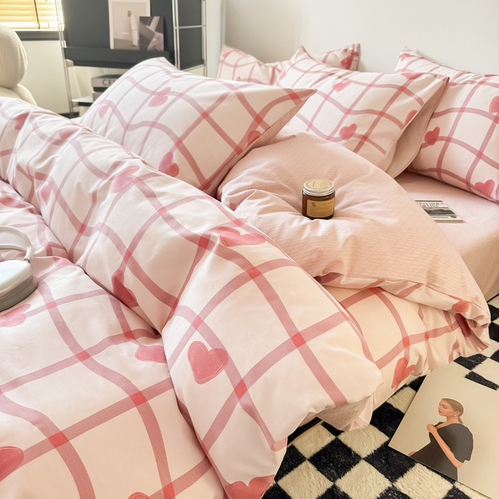 91家纺网 家纺一手货源 找家纺 呗旺鹿 2024新款休闲风全棉纯棉四件套 心语