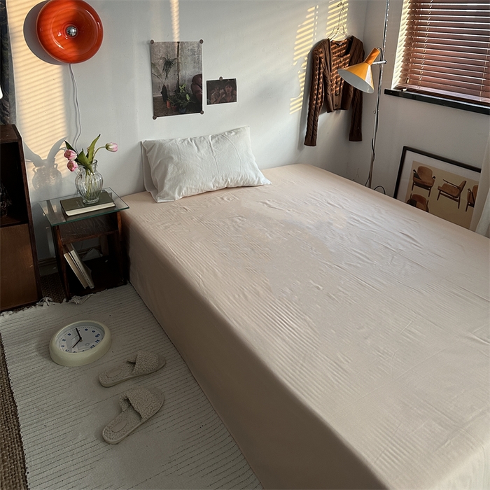 91家纺网 家纺一手货源 找家纺 恋恋三季 2024新款全棉单品床笠床单 全棉斜纹-奶茶色