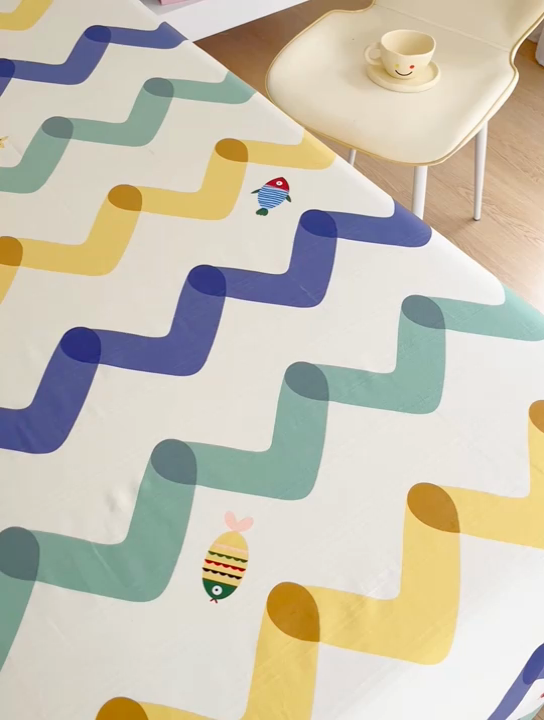 91家纺网 家纺一手货源 找家纺 首爱家纺 2025新款花边老粗布印花床单系列套件 卡通鱼恋