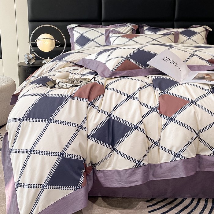 91家纺网 家纺一手货源 找家纺 金奇达 2024新款全棉宽边轻奢四件套 格拉