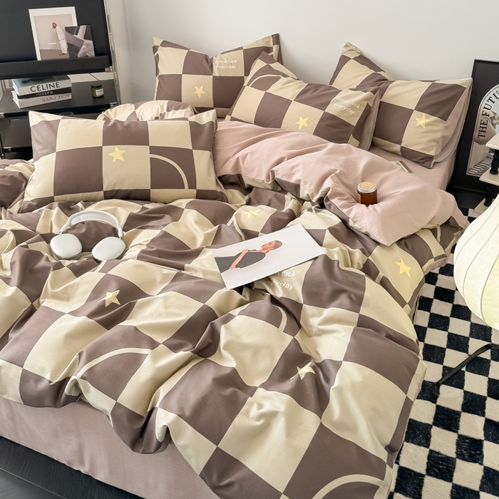 91家纺网 家纺一手货源 找家纺 呗旺鹿 2024新款休闲风全棉纯棉四件套 巧乐兹