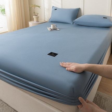 91家纺网 家纺一手货源 找家纺 （总）鑫钰 2024新款A类全棉抗菌纯色素色无印风新疆长绒棉床笠-星月 	