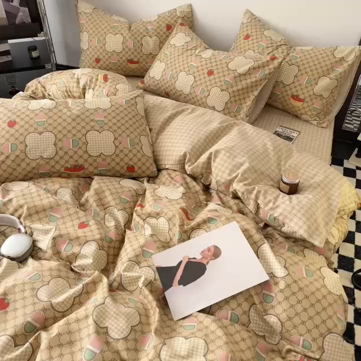 91家纺网 家纺一手货源 找家纺 呗旺鹿 2024新款休闲风全棉纯棉四件套 保罗