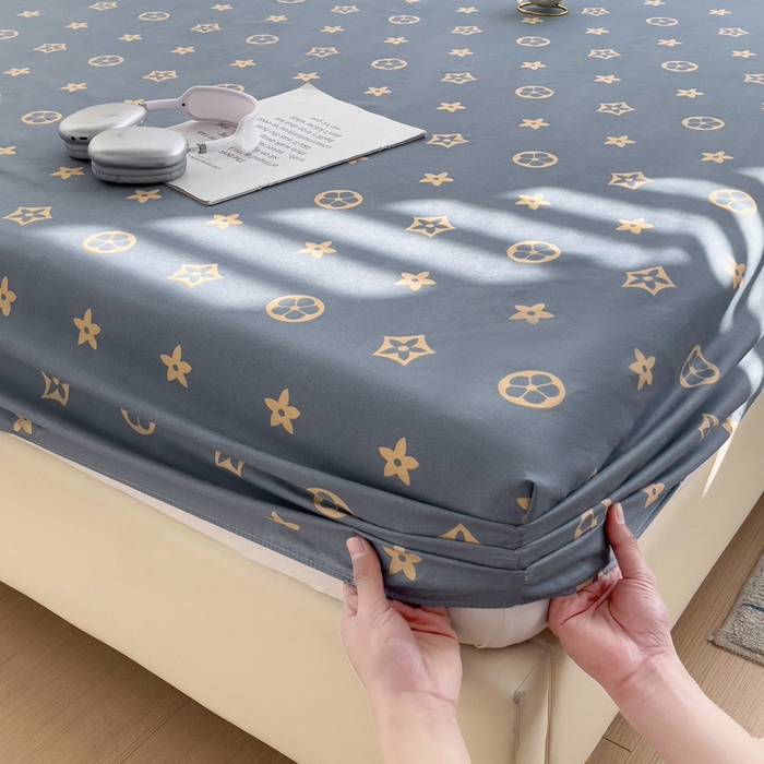 91家纺网 家纺一手货源 找家纺  楠沐家纺 2026新款印花亲肤芦荟棉水洗棉床笠 凯瑞拉