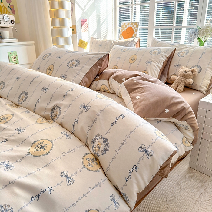 91家纺网 家纺一手货源 找家纺 沐棉家居 2024新款小清新全棉13372印花单被套 麦卡