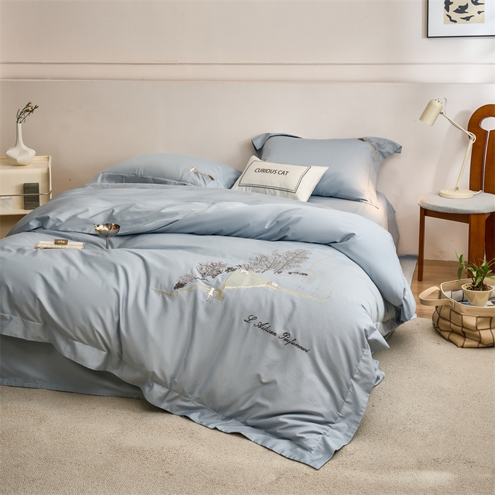 91家纺网 家纺一手货源 找家纺 （总）云胡 2024新款精工刺绣四件套-可瑞猫