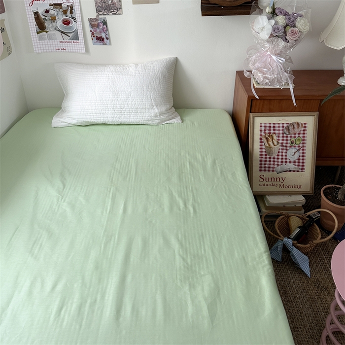91家纺网 家纺一手货源 找家纺 恋恋三季 2024新款全棉单品床笠床单 全棉斜纹-浅绿