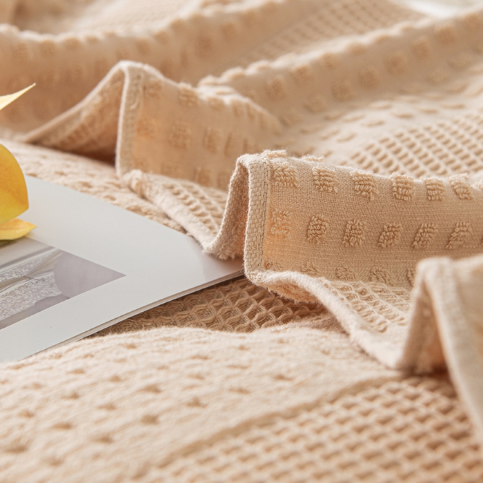 91家纺网 家纺一手货源 找家纺 雯雨家纺 2024老式怀旧A类纯棉毛巾被 蜂窝驼