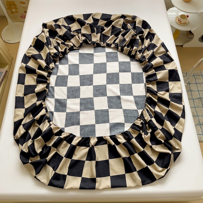 91家纺网 家纺一手货源 找家纺  楠沐家纺 2025新款印花亲肤芦荟棉水洗棉床笠 米卡