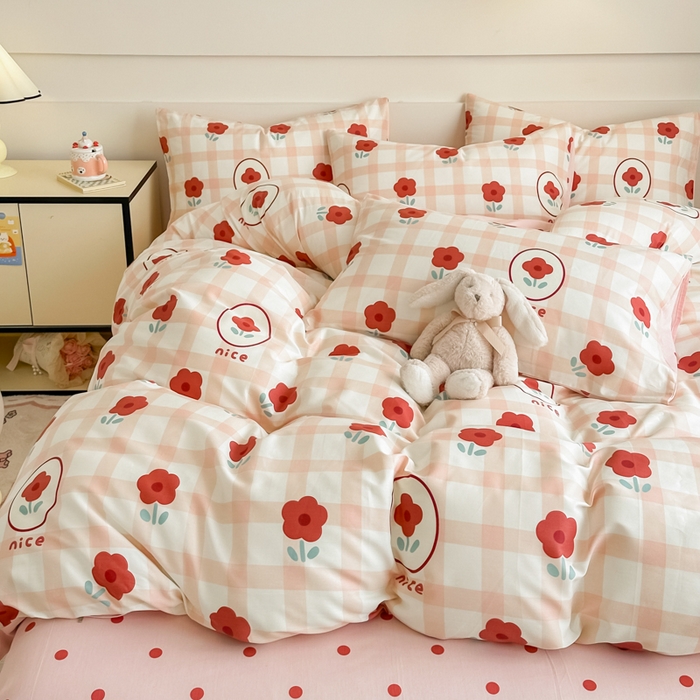 91家纺网 家纺一手货源 找家纺 呗旺鹿 2024新款小清新全棉纯棉四件套若摇