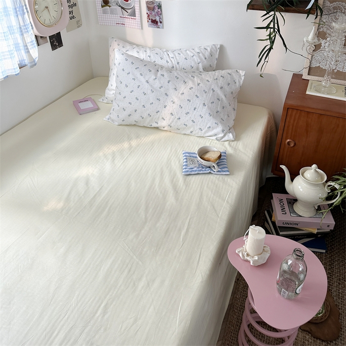 91家纺网 家纺一手货源 找家纺 恋恋三季 2024新款全棉单品床笠床单 全棉斜纹-奶黄