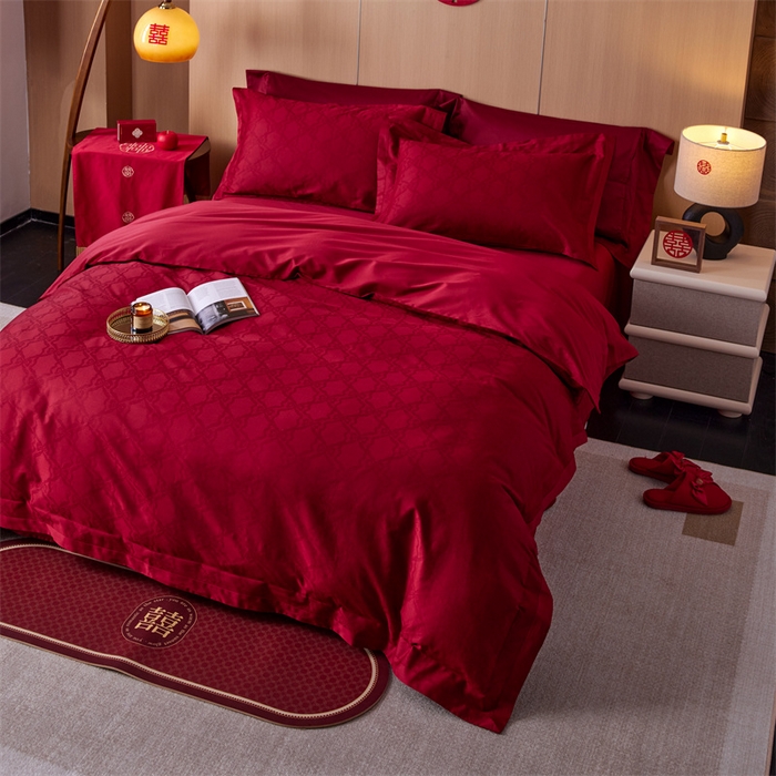 91家纺网 家纺一手货源 找家纺 （总）云胡 2024新款高精密提花四件套-在逃公主朱湛红