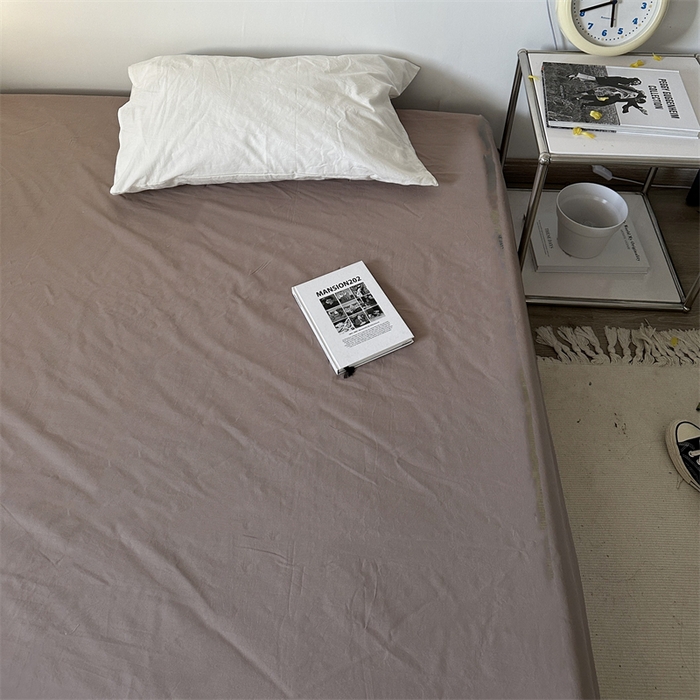 91家纺网 家纺一手货源 找家纺 恋恋三季 2024新款全棉单品床笠床单 全棉斜纹-藕紫灰