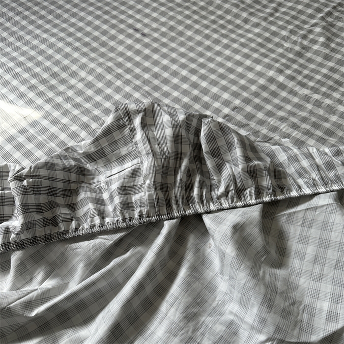 91家纺网 家纺一手货源 找家纺 恋恋三季 2024新款全棉单品床笠床单 全棉斜纹-错落格灰